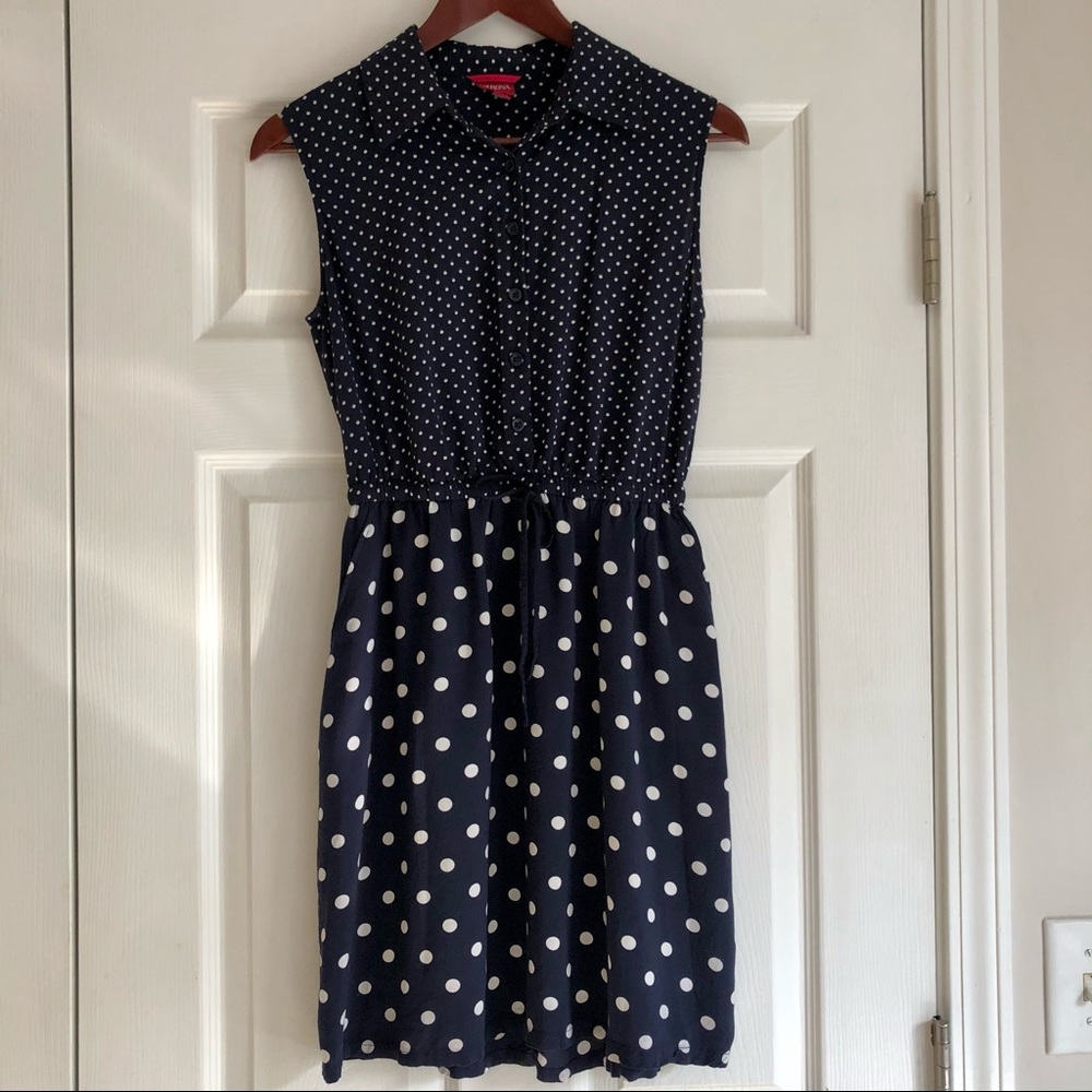 Merona Navy Blue Polka Dot Dress. size M